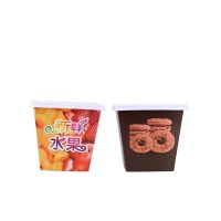 Custom embossing ripple paper single wall plastic square mouth cup for hot food