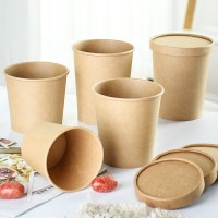 12/16/24/28/34oz Food grade paper kraft paper bowl with paper lid