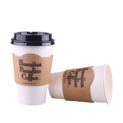 Wholesale disposable paper coffee cup 16OZ for hot drink with sleeve