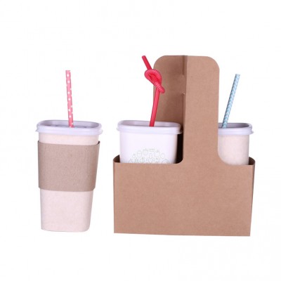 Custom Printed Coffee Square PLA composable Paper Cup with PS Lid