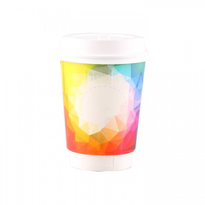 Eco-friendly disposable double wall paper cup coffee mug with lid