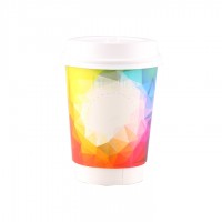 Eco-friendly disposable double wall paper cup coffee mug with lid