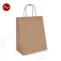 Custom Logo White and Brown Kraft Paper Bag with Twisted Handle